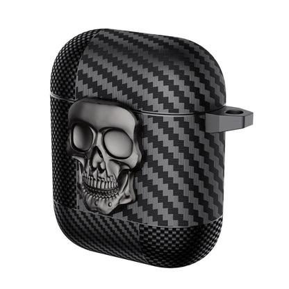 Carbon Fiber Pattern Skull Lock Bluetooth Earphone Protective Case, For AirPods 4, For AirPods Pr...