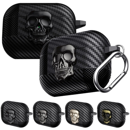 Carbon Fiber Pattern Skull Lock Bluetooth Earphone Protective Case, For AirPods 4, For AirPods Pr...