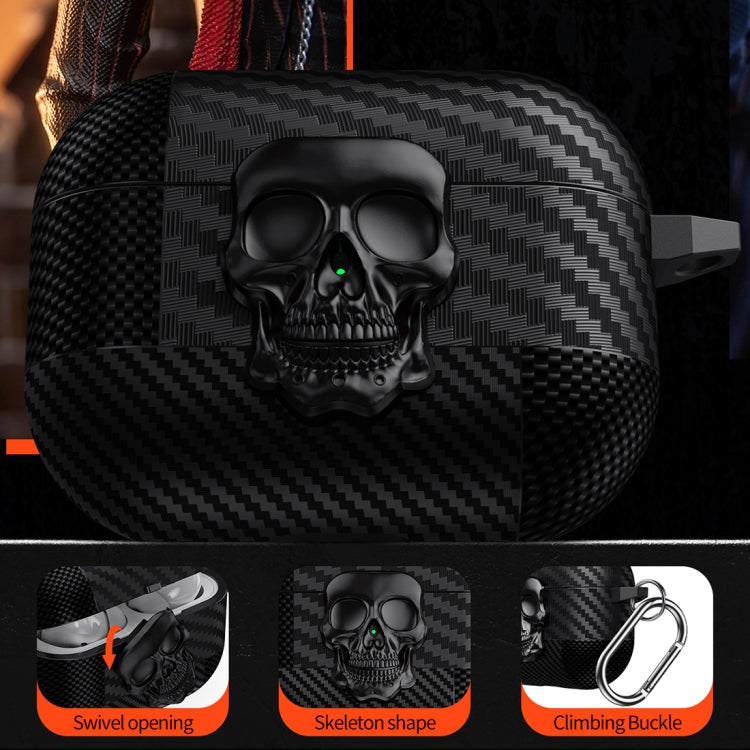 Carbon Fiber Pattern Skull Lock Bluetooth Earphone Protective Case, For AirPods 4, For AirPods Pr...