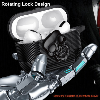 Carbon Fiber Pattern Skull Lock Bluetooth Earphone Protective Case, For AirPods 4, For AirPods Pr...