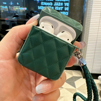 Down Coat Texture PU Earbuds Box PC Case with Lanyard, For AirPods 4, For AirPods Pro 2����������...