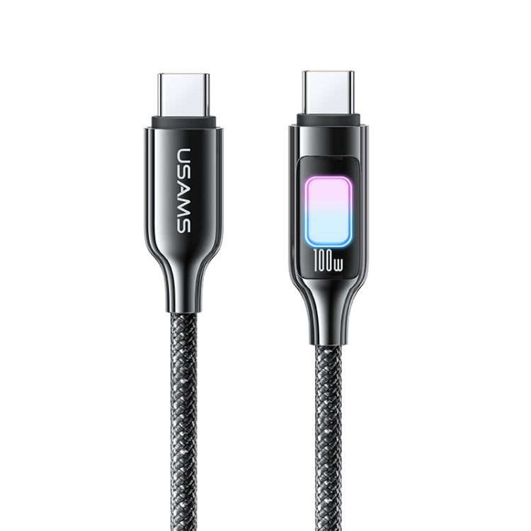 USAMS SJ750 100W Type-C / USB-C to Type-C / USB-C Zinc Alloy Data Cable with Colorful Light������...