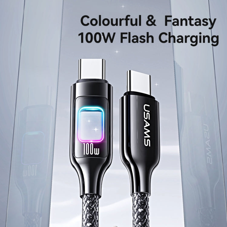 USAMS SJ750 100W Type-C / USB-C to Type-C / USB-C Zinc Alloy Data Cable with Colorful Light������...