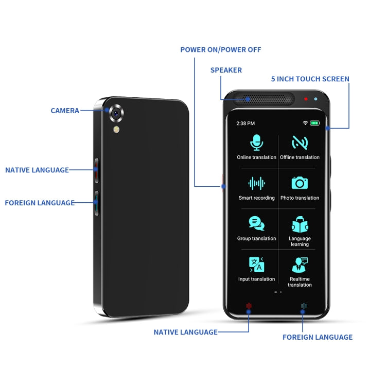 Z6 5.0 inch HD Touch Screen Smart AI Translator