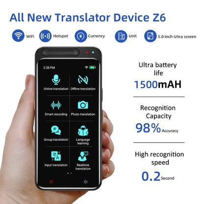 Z6 5.0 inch HD Touch Screen Smart AI Translator