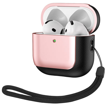 Electroplating Leather Texture Wireless Earbuds Box Protective Case, For AirPods 4 ANC�����������...