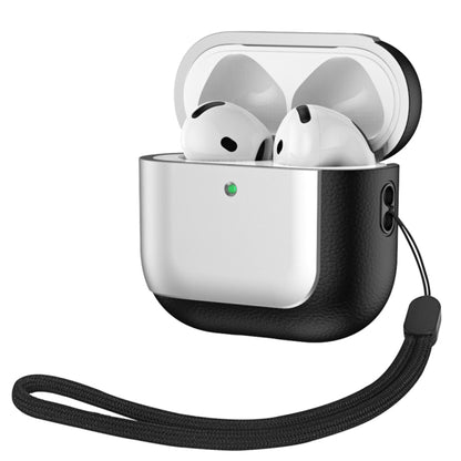 Electroplating Leather Texture Wireless Earbuds Box Protective Case, For AirPods 4 ANC�����������...