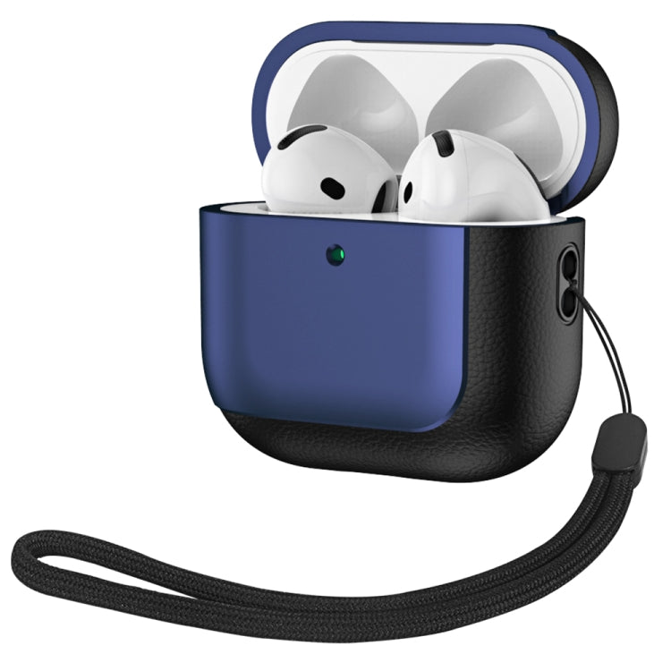 Electroplating Leather Texture Wireless Earbuds Box Protective Case, For AirPods 4 ANC�����������...