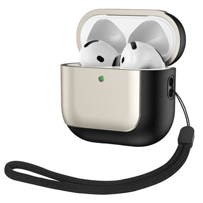 Electroplating Leather Texture Wireless Earbuds Box Protective Case, For AirPods 4 ANC�����������...