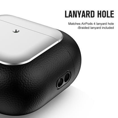 Electroplating Leather Texture Wireless Earbuds Box Protective Case, For AirPods 4 ANC�����������...