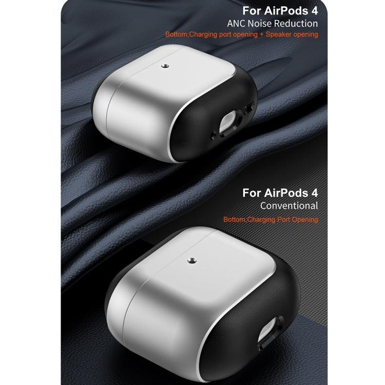 Electroplating Leather Texture Wireless Earbuds Box Protective Case, For AirPods 4 ANC�����������...
