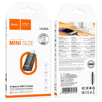 hoco UA36A 8 Pin Male to USB-C / Type-C Female OTG Transparent Adapter���������������������������...