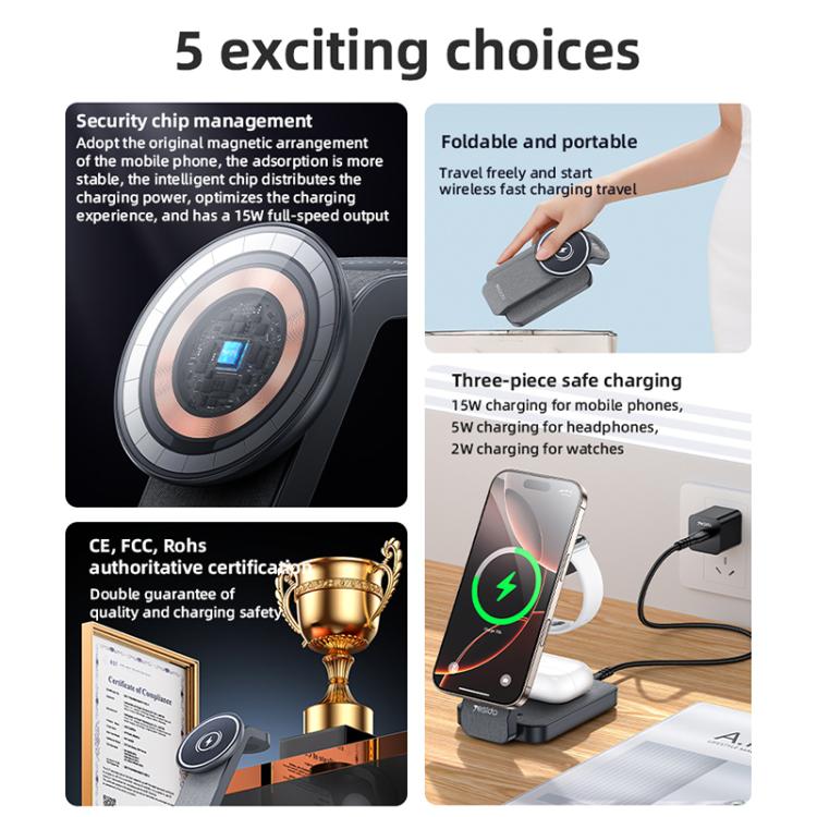 Yesido DS26 4-in-1 Magnetic Wireless Charging Stand with Night Light