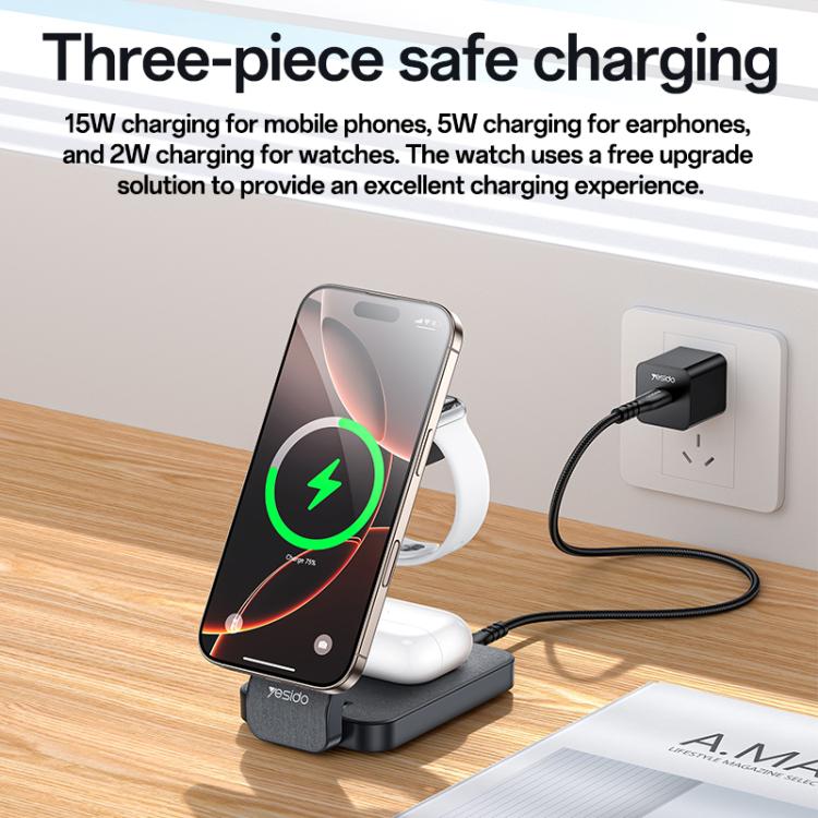 Yesido DS26 4-in-1 Magnetic Wireless Charging Stand with Night Light