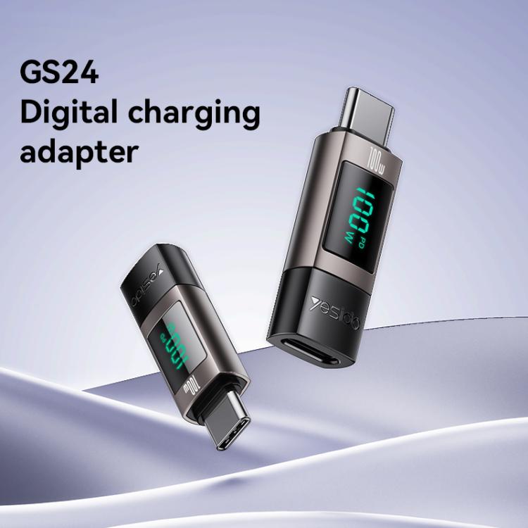 Yesido GS24 100W USB-C / Type-C to USB-C / Type-C Aluminum Alloy Digital Display Adapter