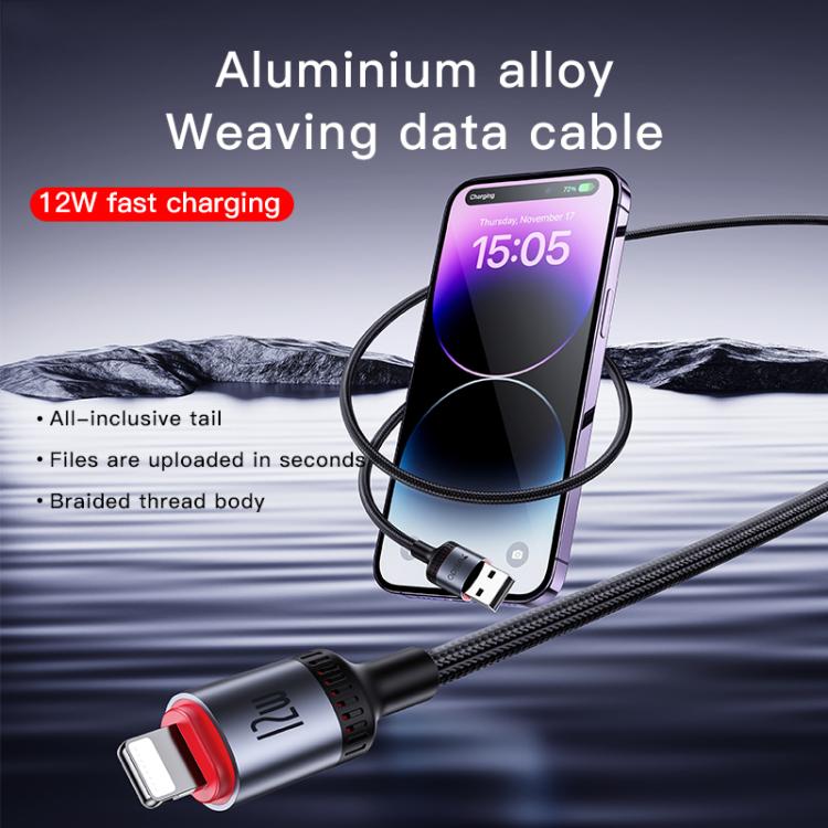 Yesido CA130L 12W 2.4A USB to 8 Pin Charging Data Cable, Length: 2m