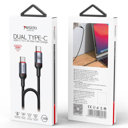 Yesido CA181 PD60W 3A USB-C / Type-C to USB-C / Type-C Charging Data Cable, Length: 1.2m