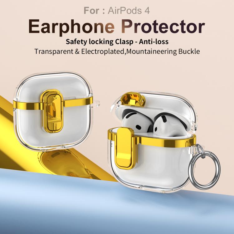 Electroplating Transparent Wireless Earphones Case with Security Lock, For AirPods 4�������������...