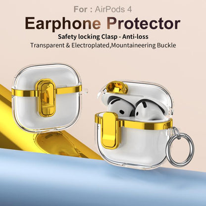Electroplating Transparent Wireless Earphones Case with Security Lock, For AirPods 4�������������...