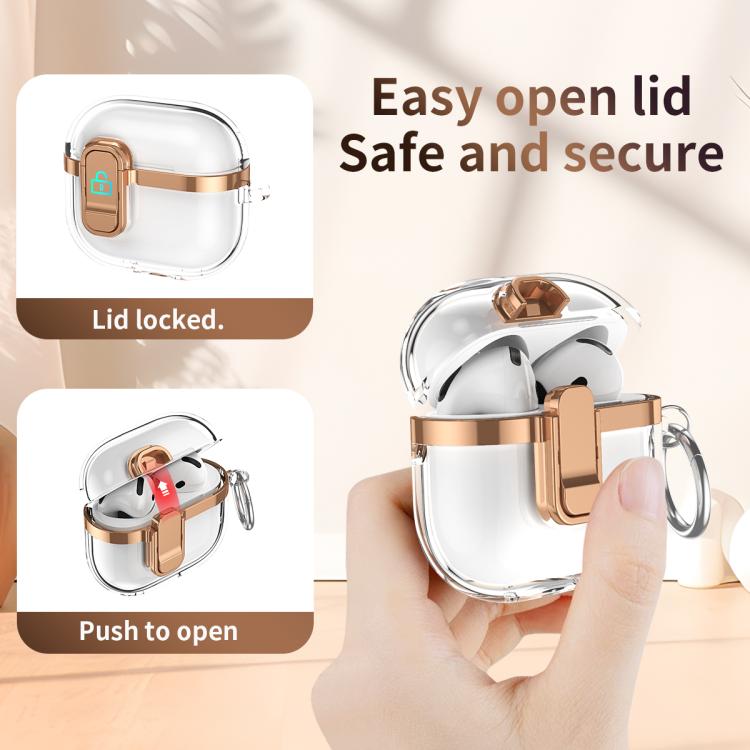Electroplating Transparent Wireless Earphones Case with Security Lock, For AirPods 4�������������...