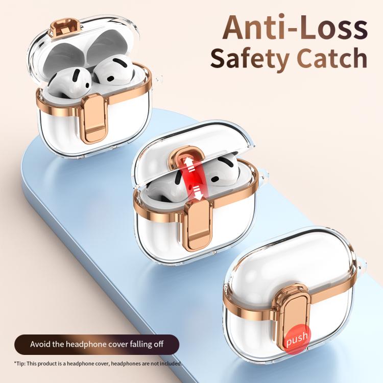 Electroplating Transparent Wireless Earphones Case with Security Lock, For AirPods 4�������������...