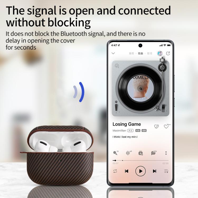 Carbon Fibre Texture PU Earbuds Box PC Case with Hook, For AirPods 4, For AirPods Pro 2����������...