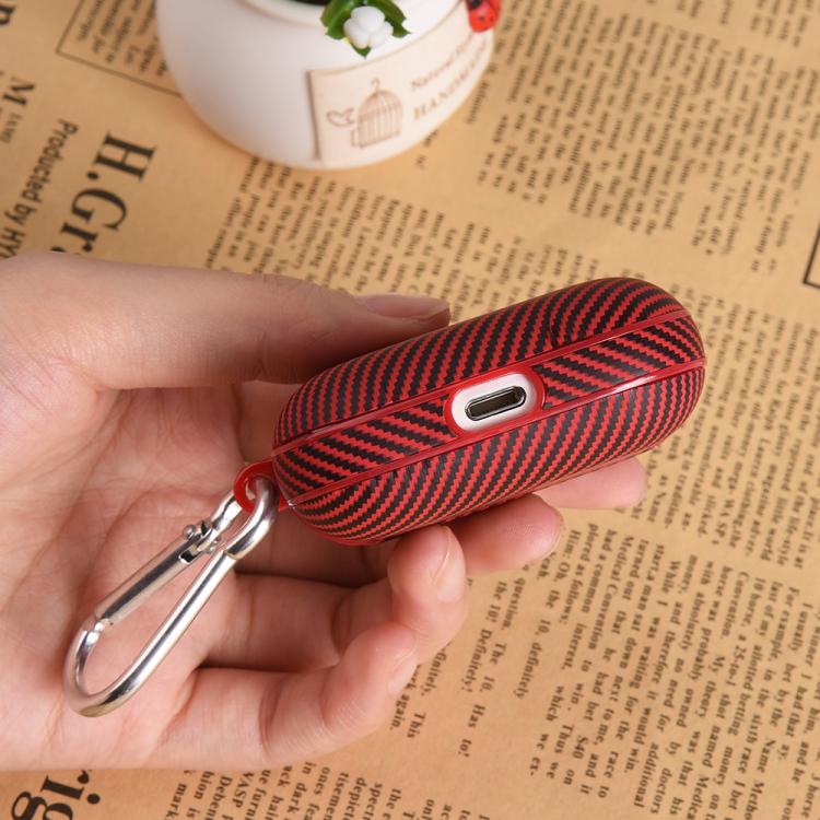 Carbon Fibre Texture PU Earbuds Box PC Case with Hook, For AirPods 4, For AirPods Pro 2����������...