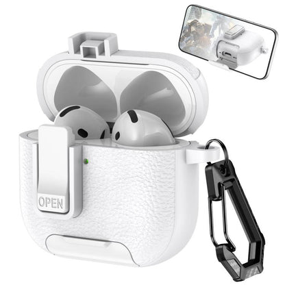 Leather Texture Wireless Earphones Case with Hook & Holder