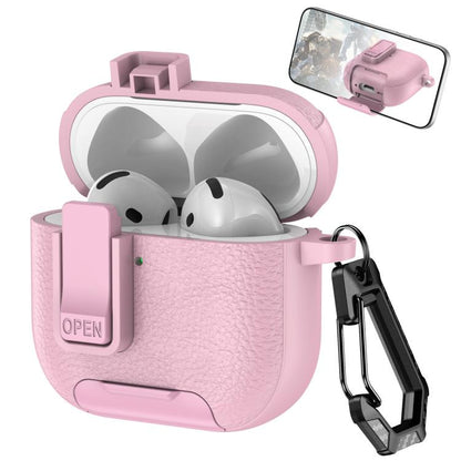 Leather Texture Wireless Earphones Case with Hook & Holder