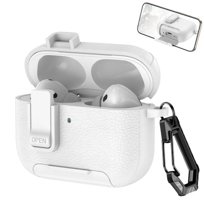Leather Texture Wireless Earphones Case with Hook & Holder