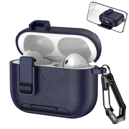 Leather Texture Wireless Earphones Case with Hook & Holder