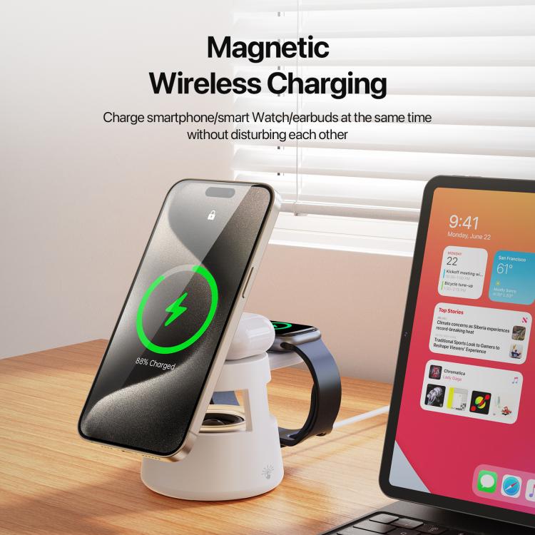 DUZZONA W23 5 in 1 Magnetic Wireless Charger with Bluetooth Speaker