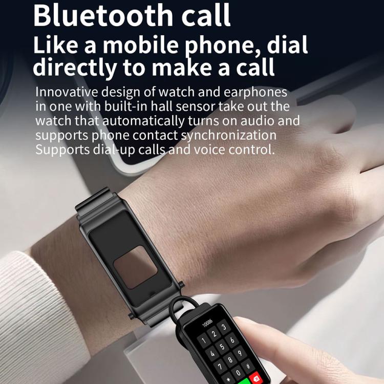 K80 1.57 inch Steel Band IP67 Earphone Detachable Smart Watch, Support Bluetooth Call������������...
