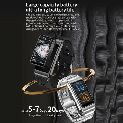 K80 1.57 inch Steel Band IP67 Earphone Detachable Smart Watch, Support Bluetooth Call������������...