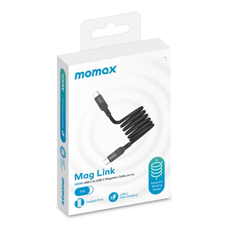 MOMAX DC35 100W USB-C / Type-C to USB-C / Type-C Magnetic Braided Data Cable, 1m