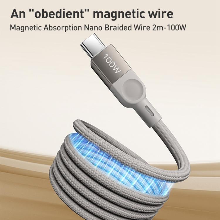MOMAX DC36 100W USB-C / Type-C to USB-C / Type-C Magnetic Braided Data Cable, 2m