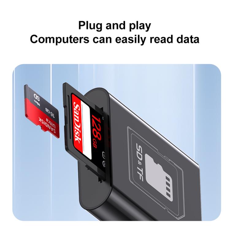 4 in 1 Type-C+8 Pin Multi-function Card Reader, Type-C+8 Pin