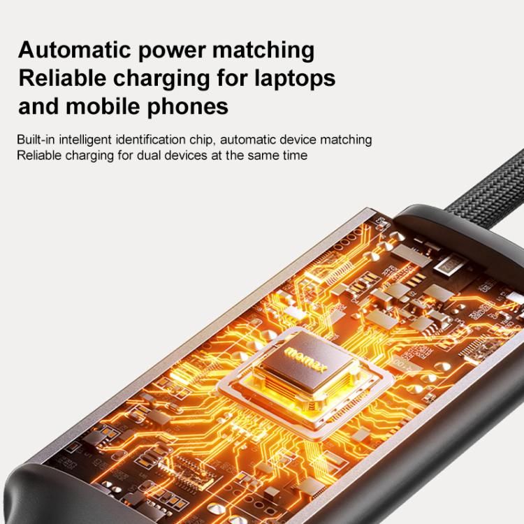 MOMAX DC85D Mag.Link 100W Type-C to Type-C 2 in 1 Magnetic Braided Data Cable, Length:1.5m