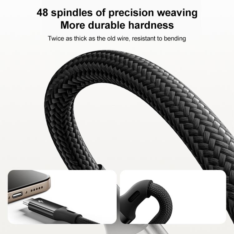MOMAX DC85D Mag.Link 100W Type-C to Type-C 2 in 1 Magnetic Braided Data Cable, Length:1.5m