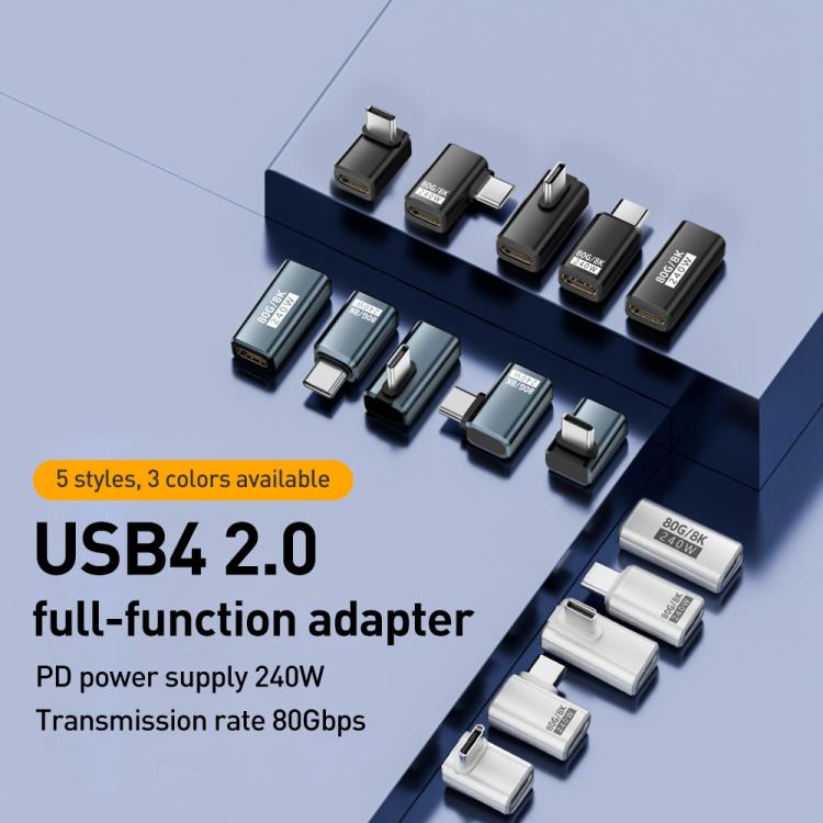 240W 80Gbps USB4 2.0 Type-C Full Function Adapter, Side Bend, 3D Bend, Female to Female����������...