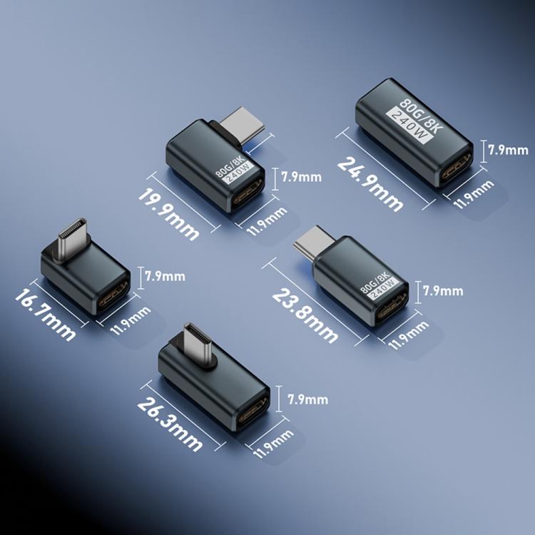 240W 80Gbps USB4 2.0 Type-C Full Function Adapter, Side Bend, 3D Bend, Female to Female����������...