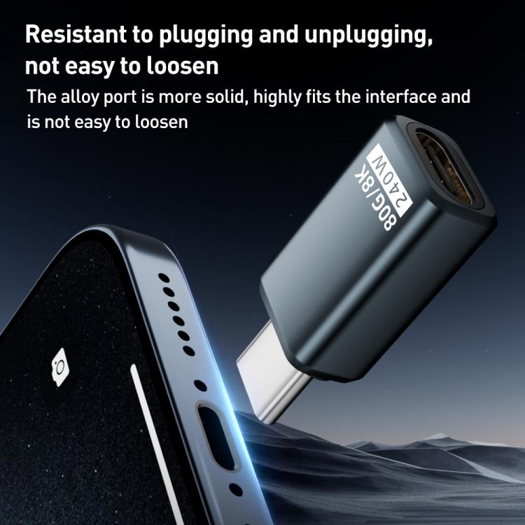 240W 80Gbps USB4 2.0 Type-C Full Function Adapter, Side Bend, 3D Bend, Female to Female����������...