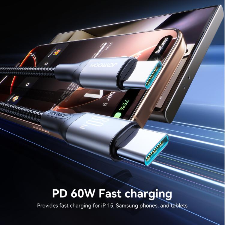 JOYROOM S-A28 Flash Series 60W 480Mbps Fast Charging Data Cable, Length: 2m, Type-C to Type-C Cab...