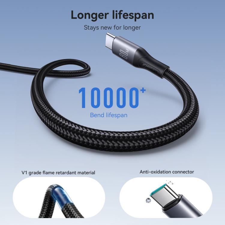 JOYROOM S-A28 Flash Series 60W 480Mbps Fast Charging Data Cable, Length: 2m, Type-C to Type-C Cab...