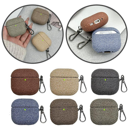Diagonal Striped Leather Bluetooth Earphone Protective Case, For AirPods 4, For AirPods Pro 2����...