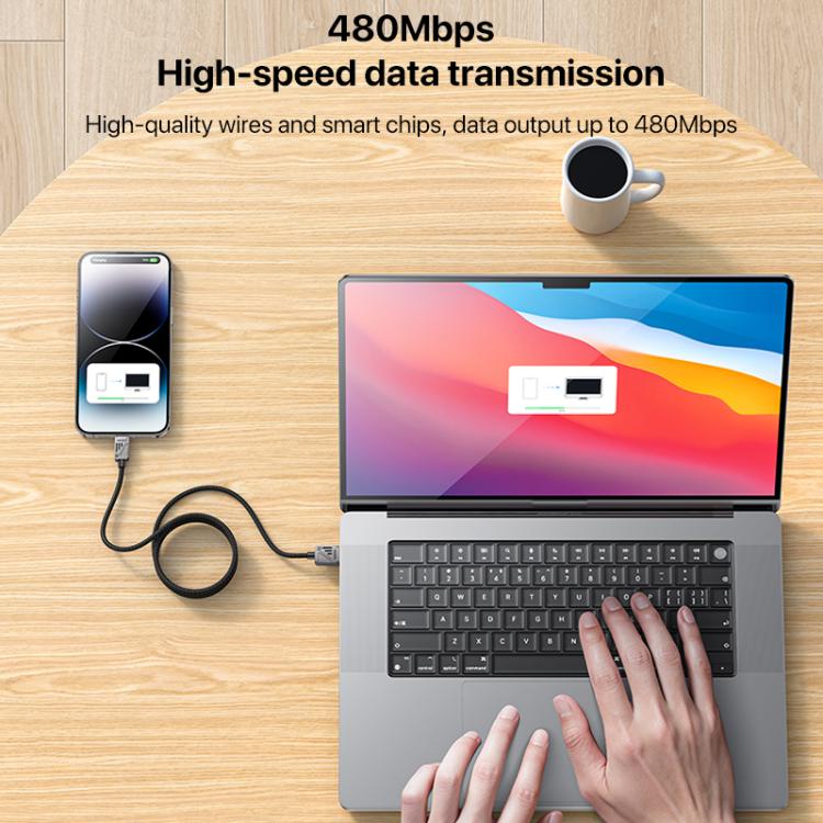 Yesido CA135L 12W 2.4A USB to 8 Pin Zinc Alloy Data Cable
