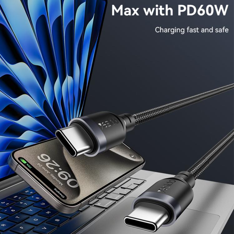Yesido 60W 3A USB-C / Type-C to Type-C Charging Data Cable