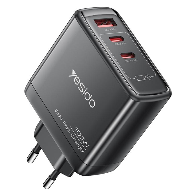 Yesido YC142 PD100W 2 USB-C , USB-A Three Ports GaN Fast Charger