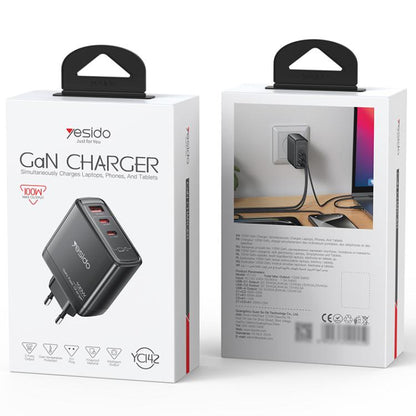Yesido YC142 PD100W 2 USB-C , USB-A Three Ports GaN Fast Charger