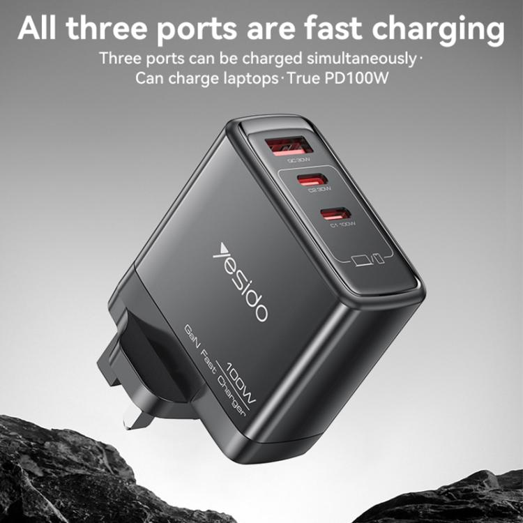 Yesido YC95 PD100W 2 USB-C , USB-A Three Ports GaN Fast Charger